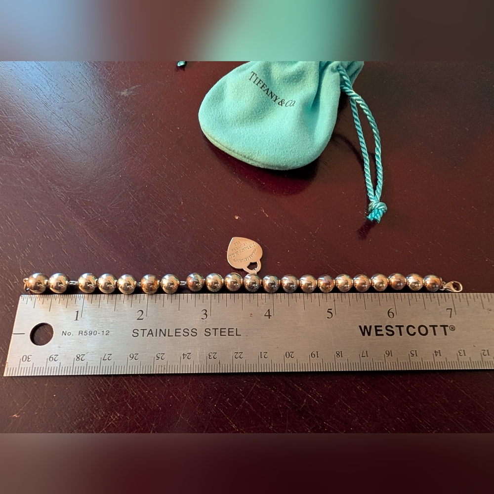 Tiffany & Co. Heart Tag Ball Bracelet 7" - Picture 3 of 8